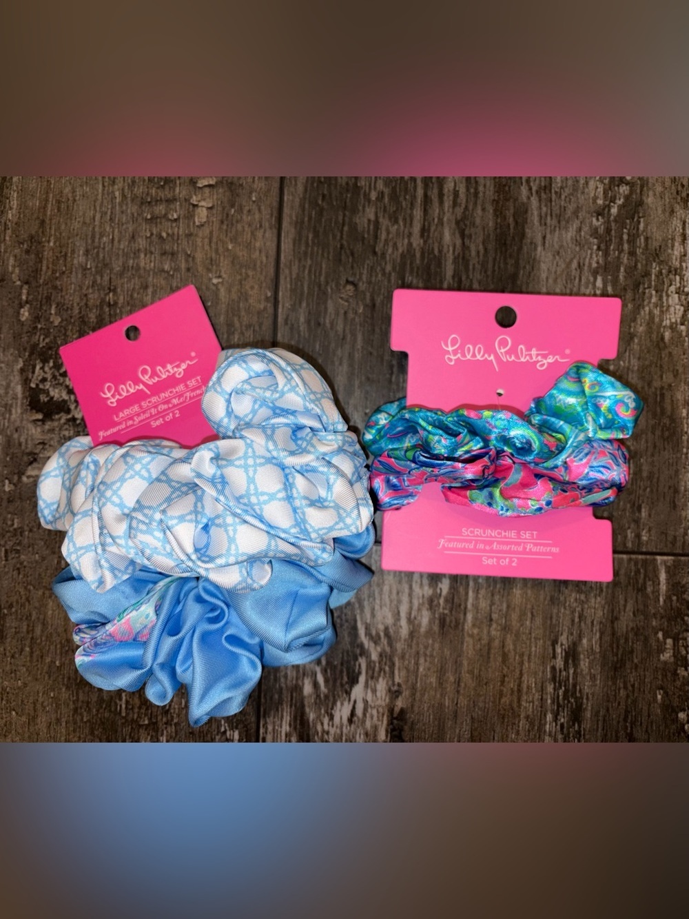 Lilly Pulitzer Blue & Multicolor Scrunchie Set